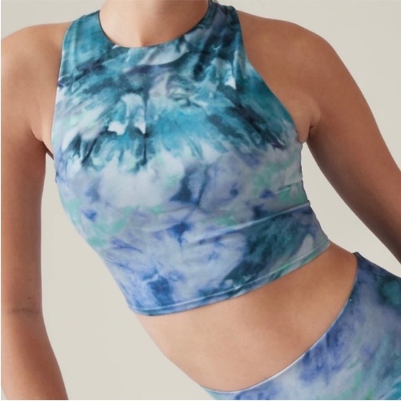 ATHLETA Conscious Crop Printed Bra A-C, Solarize Chrome Blue NWT - Picture 12 of 12